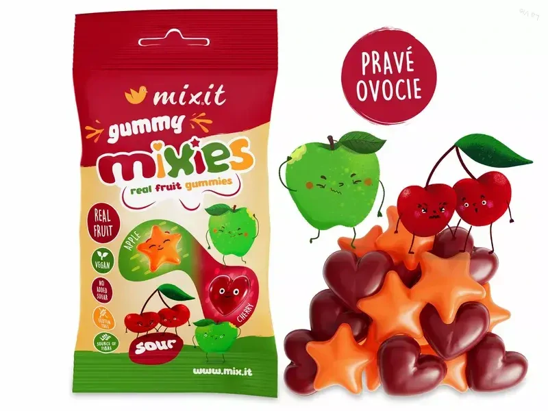 Ovocné Mixies - Jablko & čerešňa - prírodné želé cukríky