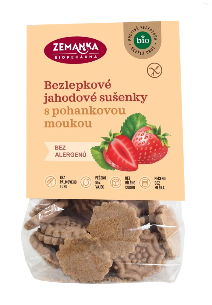 Bezlepkové jahodové sušienky s pohánkovou múkou bio Biopekárna Zemanka 100g