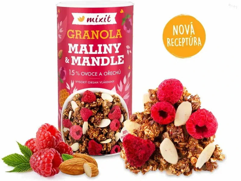 Granola z pece - Maliny a mandle