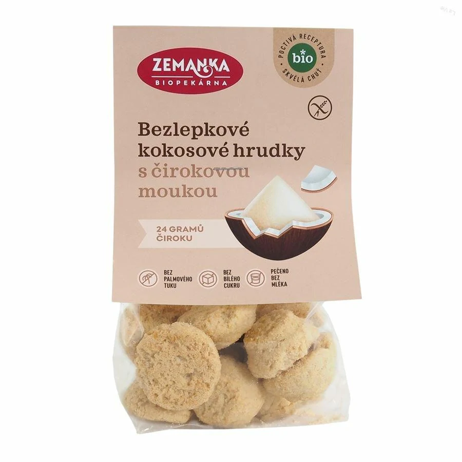 Bezlepkové kokosové hrudky s cirokovou múkou bio Biopekárna Zemanka 100g