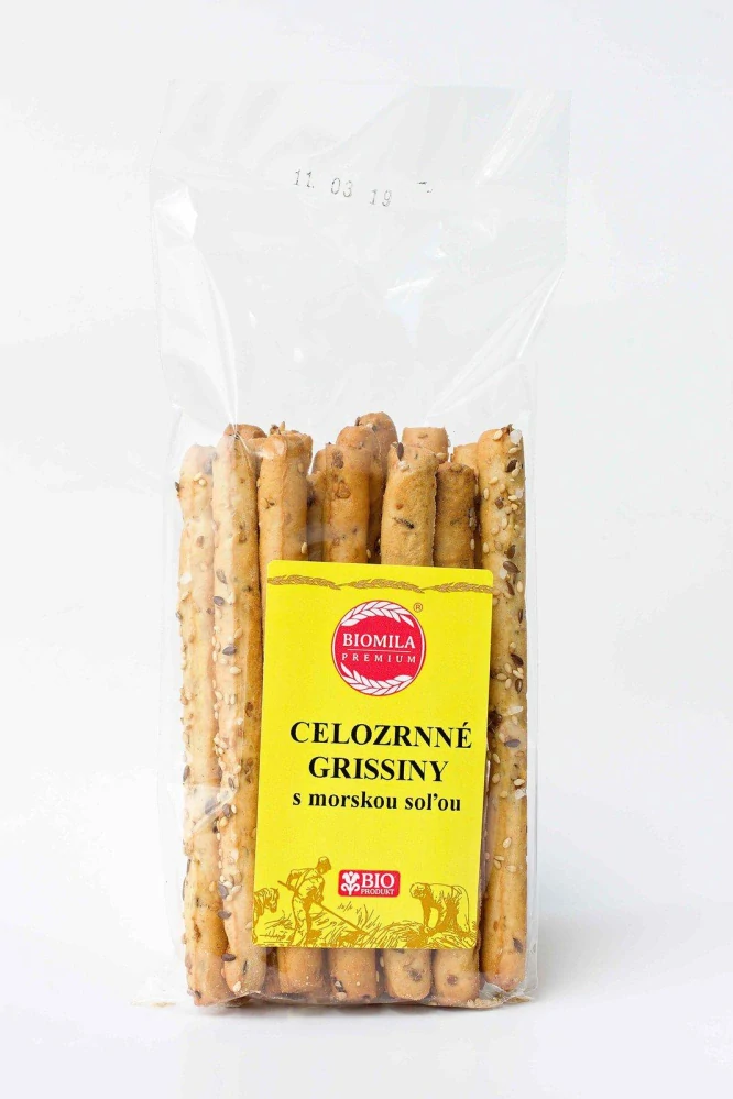 BIOMILA Celozrnné grissiny s morskou soľou bio 100g