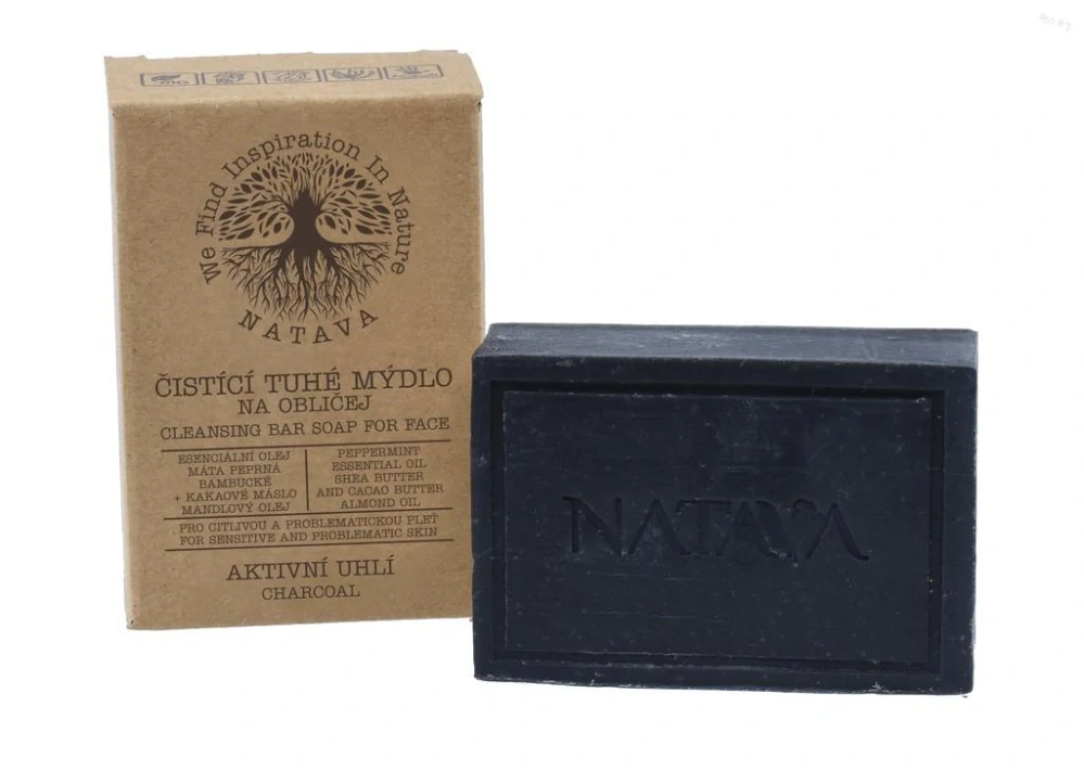 NATAVA Tuhé čistiace mydlo na tvár - Aktívne uhlie 100 g