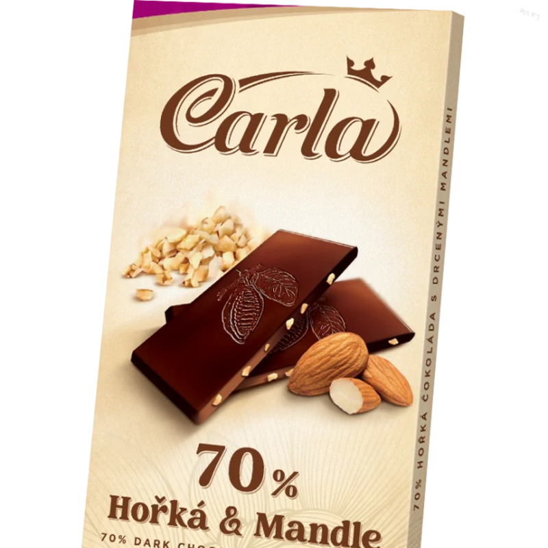 Horká čokoláda 70% s praženými mandľami 80 g