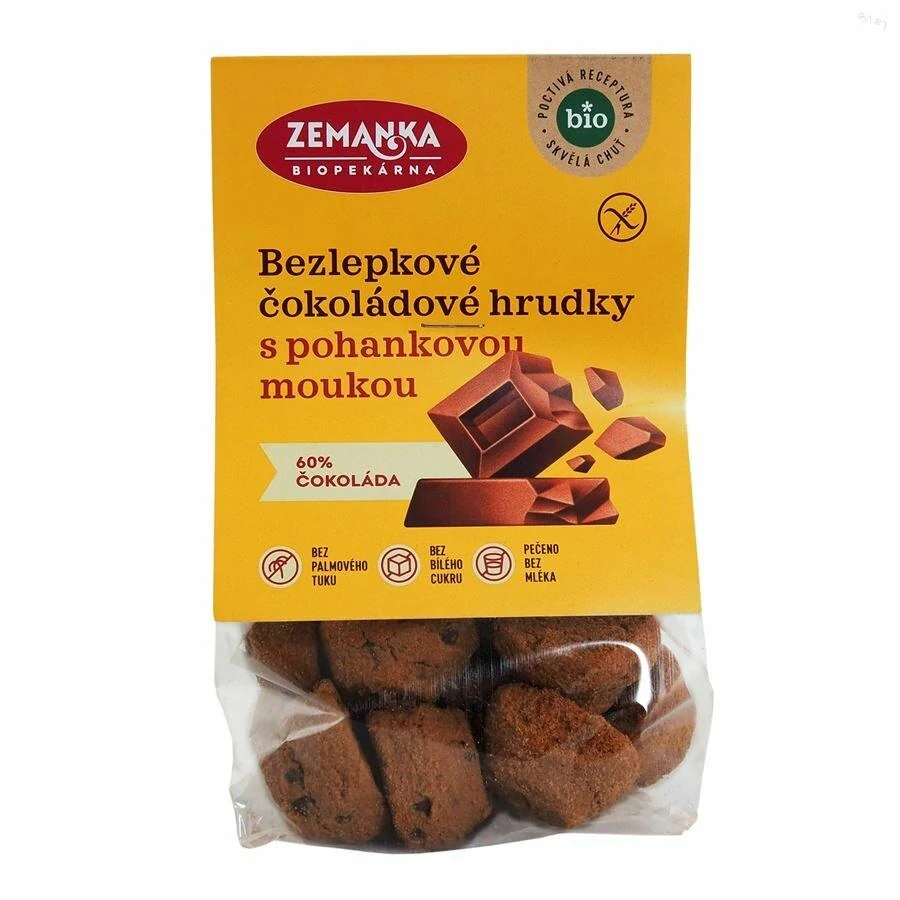 Bezlepkové čokoládové hrudky s pohánkovou múkou bio Biopekárna Zemanka 100g